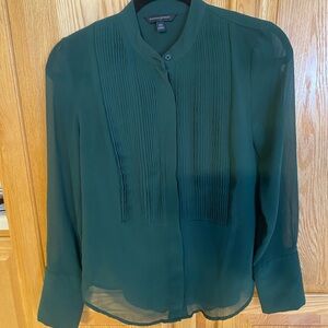 Banana Republic Forest Green Pleated Blouse